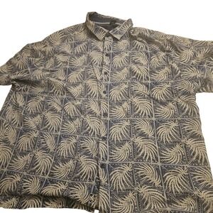 Nat Nast Shirt Mens 2XL Hawaiian Palm Print Silk Button Up Casual